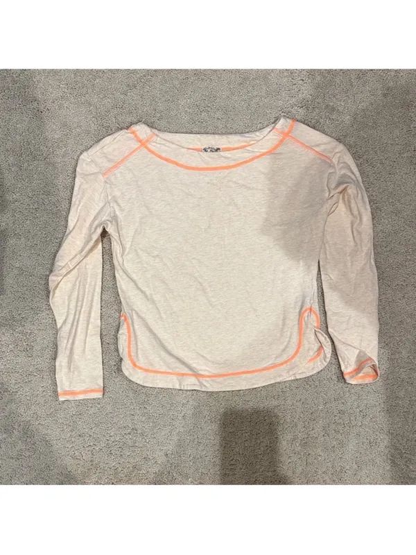 Free People Cream and Orange Pajama Set size XS - Image 2