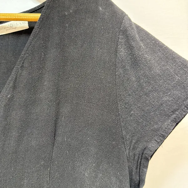 Natural Life Avery Wide Leg Jumpsuit Size‎ L/XL Black Linen Rayon Short Sleeve - Image 3