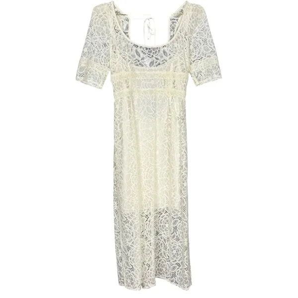 For Love and Lemons Marilyn Midi Dress in Ivory Size Medium NWT - Image 5