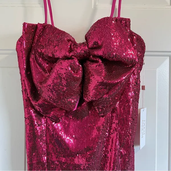 Torn by RONNY KOBO Lindsay Sequin Bow Mini Dress, Color Tulip Pink, Size M, NWT - Image 11