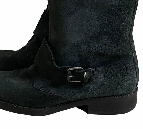 J. CREW Moto Biker Women’s Sz 8 Buckle Motorcycle Black Suede Leather Boots - Image 7
