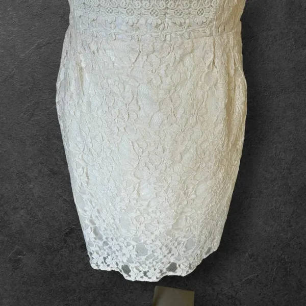 Free People Cream Strapless Lace Mini Dress size 12 Feminine Romantic Coquette - Image 6