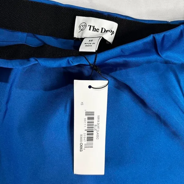 The Drop Maya Silky Midi Skirt Blue XS - Image 3