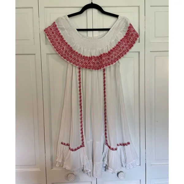 Muche muchette white gauze embroidered swing dress - Image 2