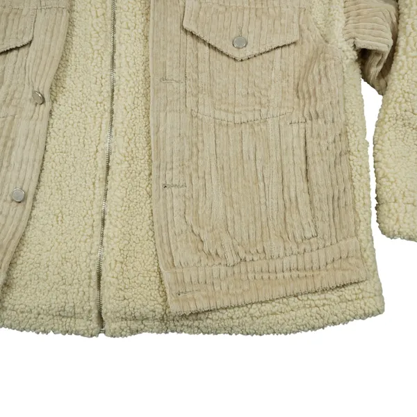 BLANKNYC‎ Women's Large Sherpa Corduroy Mixed Media Jacket Tan Cream Cozy City - Image 5