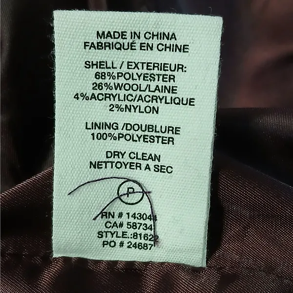 $238 Avec Les Filles Womens Coat XL Burgundy Wool Blend Double Breasted Jacket - Image 9