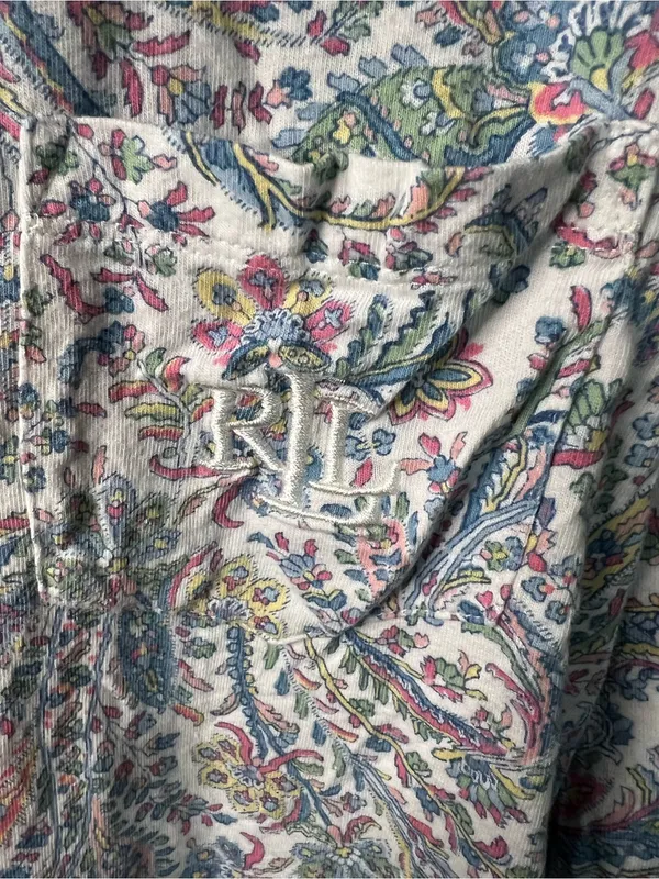 Lauren Ralph Lauren Paisley Monogram Knit Jersey Cropped Preppy Comfy Pajama Set - Image 4