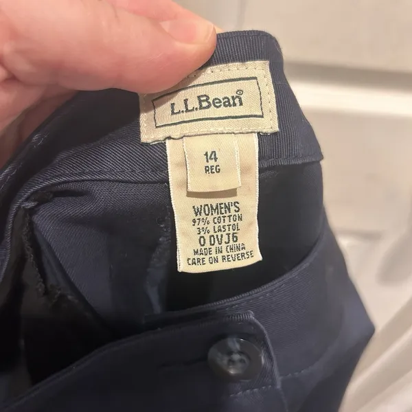 LL Bean Womens Navy Blue‎ Cotton Stretch Chino Crop Pants Size 14 Reg 0DVJ6 - Image 5
