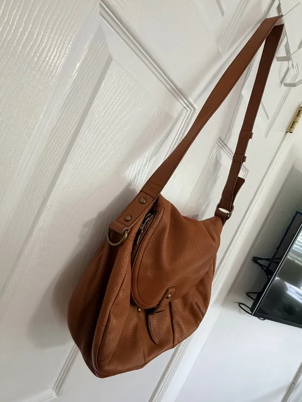 Lucky Brand Brown Leather Shoulder Bag Crossbody Boho Western Slouchy Vintage Style - Image 5