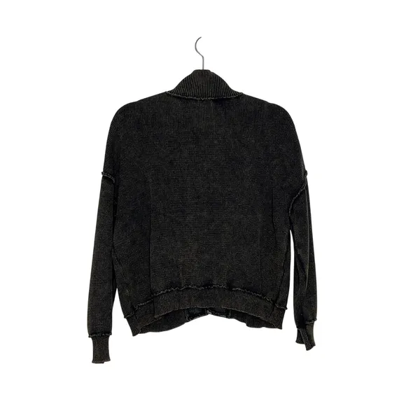 POL Brown Black Cardigan Small Open Front Chunky Knit Acid Wash Boho Grunge - Image 2