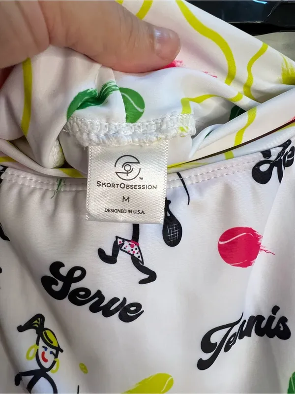 White Tennis-Print Women's Skort -‎ Playful Multi-Color Design - Image 3