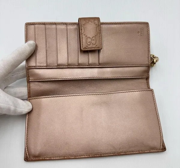 GUCCI Metallic Guccissima Continental Wallet Pink - Image 5