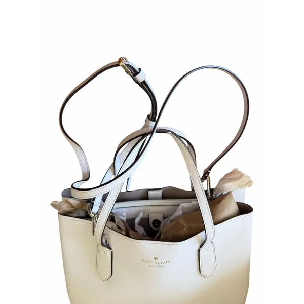 Kate Spade Harper Satchel Parchment Pebbled Leather Crossbody Tote Shoulder Bag - Image 11