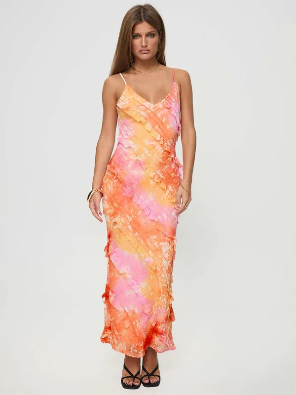 Princess Polly Lars Maxi Dress Orange Multi - Image 2