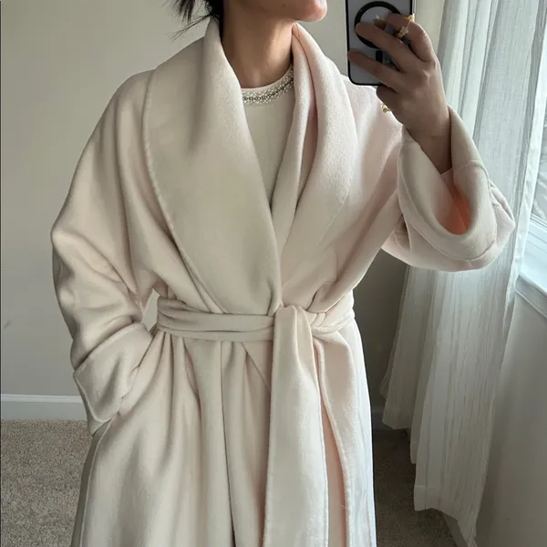 Handmade Ecru shawl coat. M White Size M - Image 9