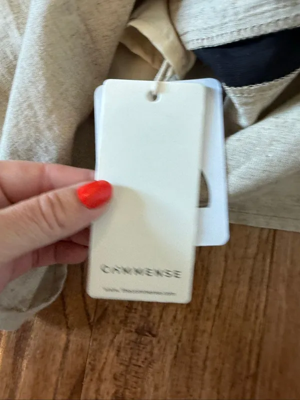 Commense NWT linen blend contrast maxi dress size M Tan Size M - Image 7