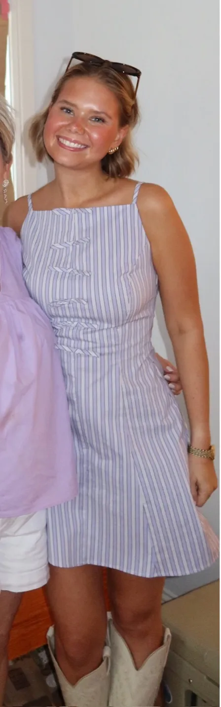 Purple Striped Mini Dress - Image 4