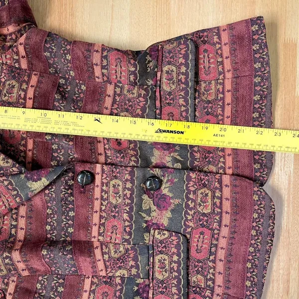 Evelyn Vintage Tapestry Style Blazer Jacket Rust Orange Floral Woven Design S - Image 7