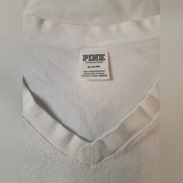 PINK Victoria's Secret White V-Neck Sweatshirt - Image 6
