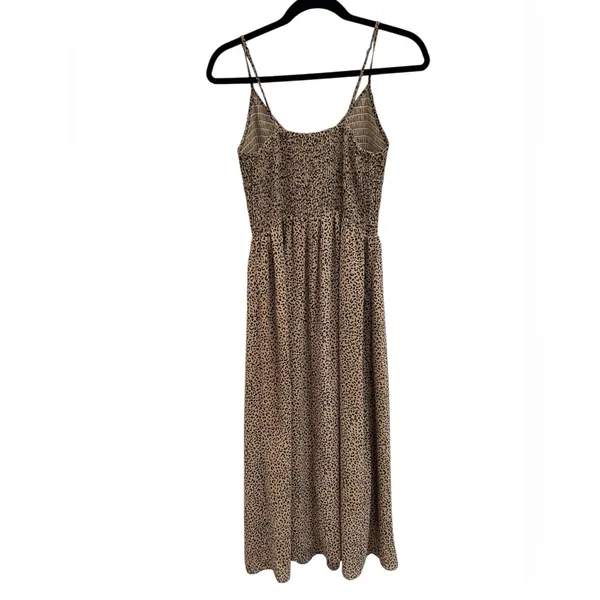 Mystree Women’s Leopard Midi Brown Black Dress Smocked‎ Top Size Small - Image 3