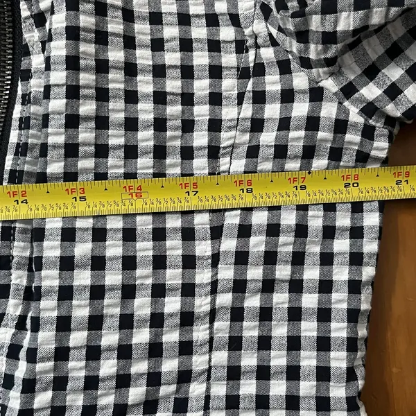 Isaac‎ Mizrahi Live Women's Black White Gingham Moto Blazer Jacket Size Large - Image 5