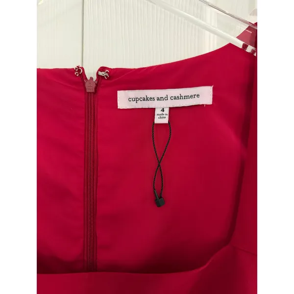 Cupcakes and Cashmere Angie Cherry Red Square Neck Sheath Dress Date Night Chic - Image 5