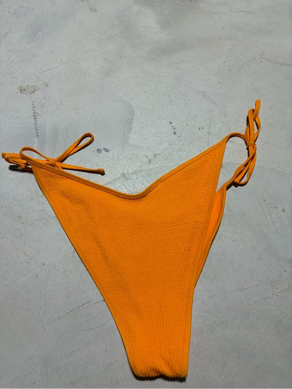 Aerie Bright Orange Tie-Side Bikini Bottom swim cheekiest large - Image 3
