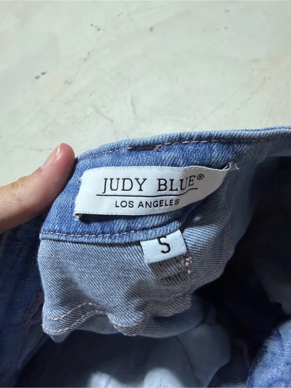 Judy blue Light Blue Braided-Waist Denim Shorts small - Image 8