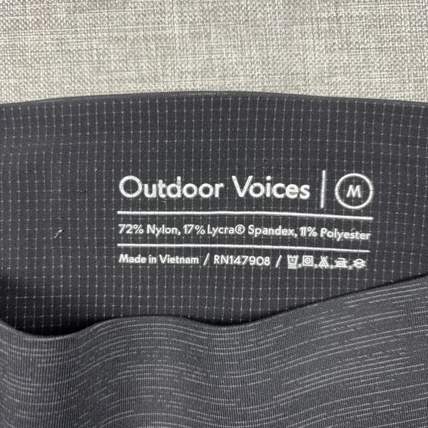 Outdoor Voices Leggings Womens M Gray Striped Mid Rise Ankle Pockets Yoga Gym - Image 5