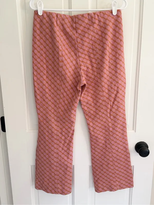 Anthropologie Maeve The Margot Jacquard Kick Flare Pants Pink M‎ - Image 2