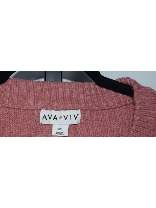 Ava & Viv Mauve Pink Chunky Knit Sweater Plus Size XXL - Image 3
