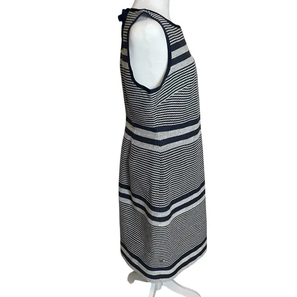 NWOT J Crew Sheath Dress Navy White Stripe Tweed‎ Indigo Size 12 Career Nautical - Image 3