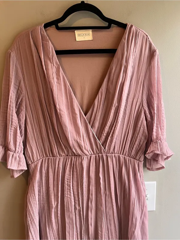 Bella Ella Boutique Crinkle Gauze Tiered Ruffle Dress Size Large - Image 4