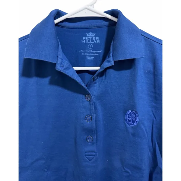 Peter Millar Short Sleeve Button Polo‎ Blue Women's Size Small - Image 3