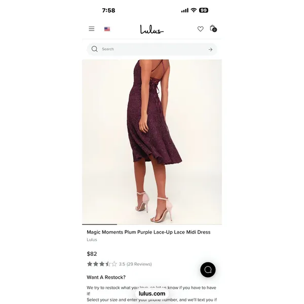 NWT Lulus Women’s Magic Moments Plum Purple Lace-Up Lace Midi Dress Size XS - Image 3