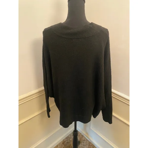Anthropologie Slouchy Cozy Black Knit Crossover V-Neck Pullover Sweater Oversize - Image 4