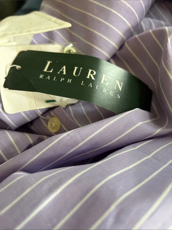 Lauren Ralph Lauren Pinstripe English Garden Blouse Sz 14 Button Up 100% Cotton - Image 8