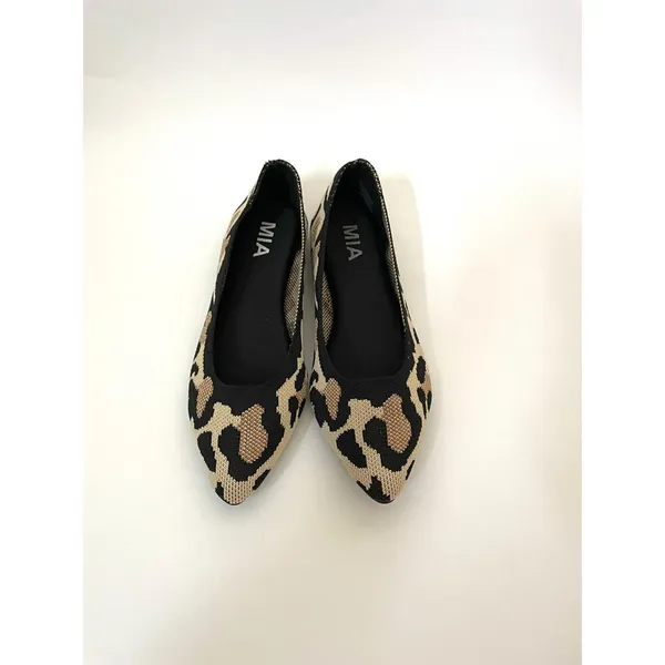 Mia Ballerina Pointed Stretch Flats Animal Print Tan Size 6 NEW - Image 2