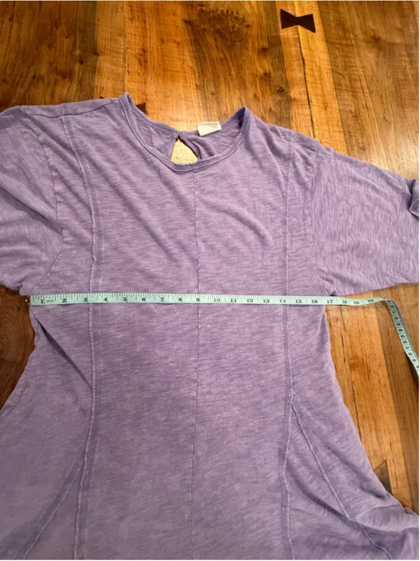 NeWViV Lavender Mineral Wash Knit Romper S 100% Cotton Raw Seam Keyhole Pocket - Image 9