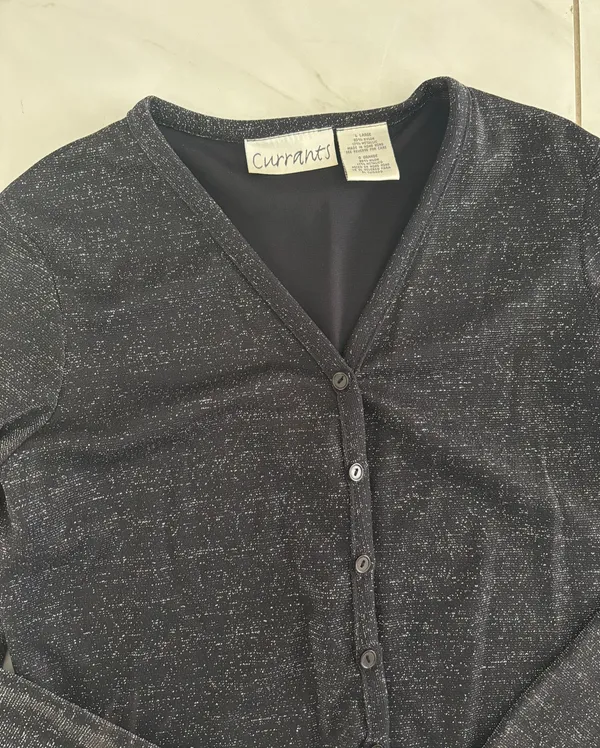 Vintage Sparkly Cardigan Black Size L - Image 2