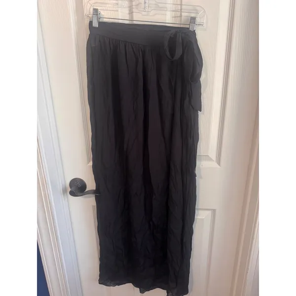SheIn Black Wrap Swim Cover Up Skirt Maxi Side Slit Tie Waist Beach Size‎ S - Image 7