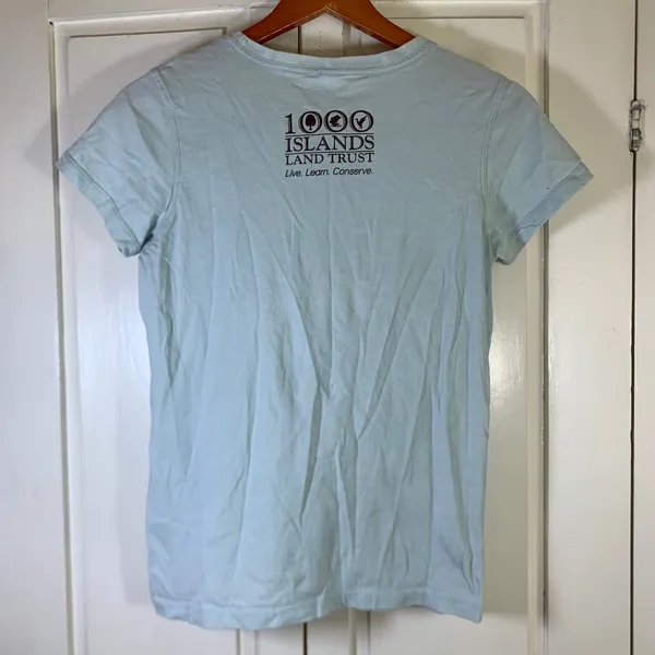 St Lawrence River 1000 Islands Land Trust Organic T-Shirt Light Blue Womens M - Image 6