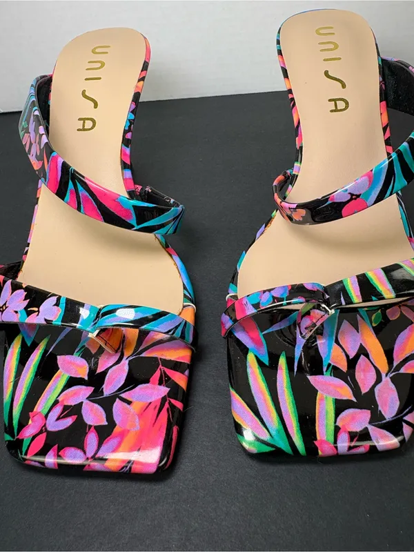 floral sandals mid-heel sandals size 10 - Image 10