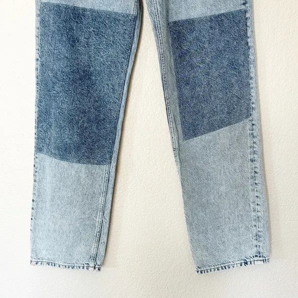 AG Adriano Goldschmied Patchwork‎ Straight Leg Jeans Light Wash Womens Size 25 - Image 5