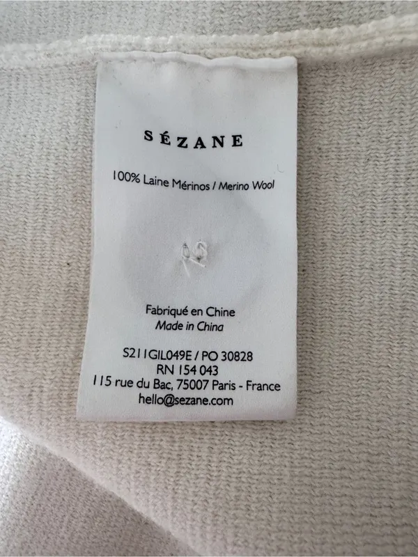 Sézane EUC Betty Merino Wool Cardigan Jacket Ecru Extra Small XS - Image 8