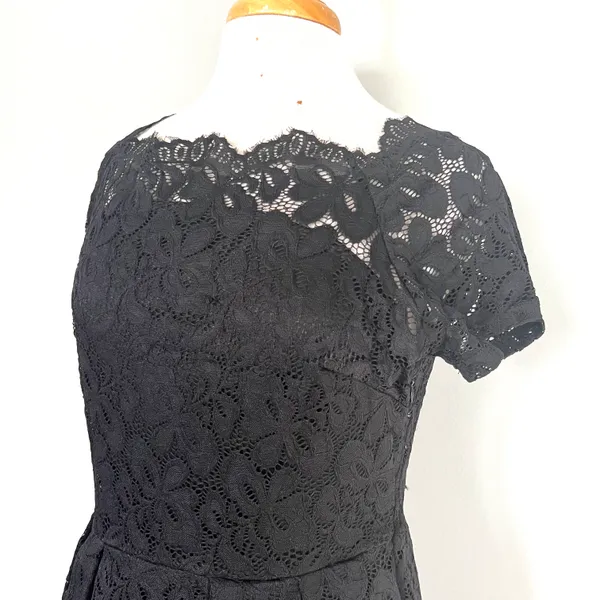 Black Eyelet Short Sleeve Off The Shoulder Dress - Image 4