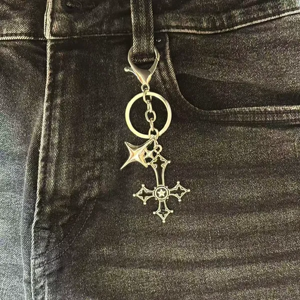 Cross Star Keychain Charm for Men Women Car Keychain Key Ring Bag Charm Couple Gifts - Image 5