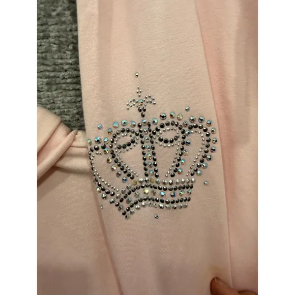 Christine Alexander Women Tracksuit L Pink Y2K Rhinestone Crown Hoodie Pants Set - Image 8