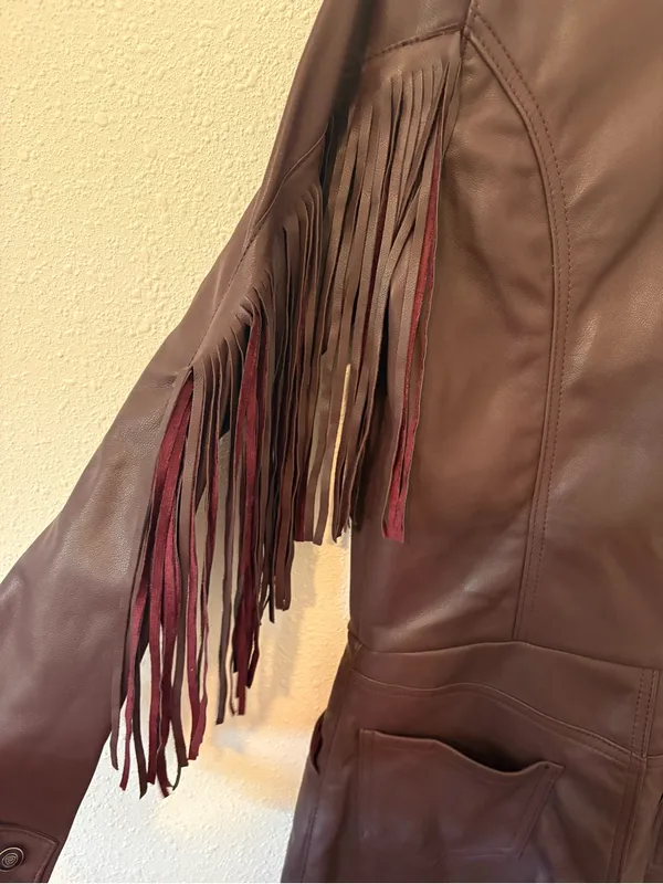 Rock and Roll Denim Fringe Pleather Romper - Image 4