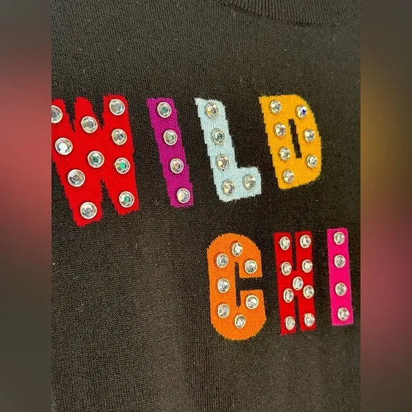 Alice + Olivia‎ Bao Wild Child Black Embellished Wool Sweater ASO Miley Cyrus XS - Image 7